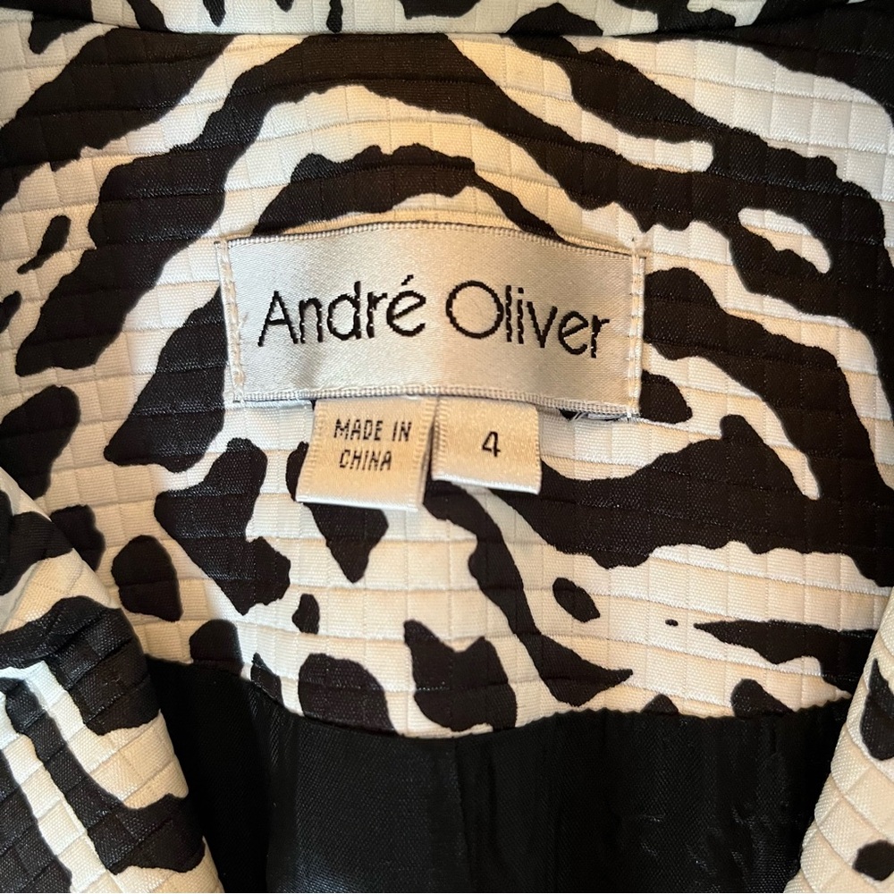Andre Oliver Vintage Black And White Animal Print Coat 4 - Picture 9 of 11